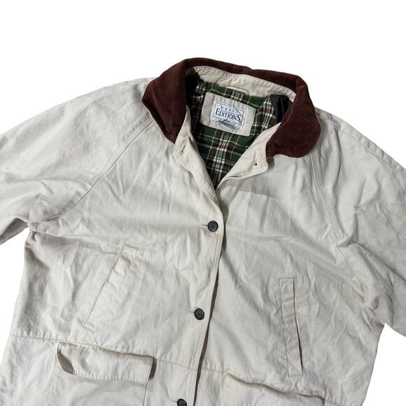Basic Editions Jackets & Blazers - Vintage Chore Jacket Coat Basic Editions Plus 1X Beige Plaid Lining Corduroy 90s